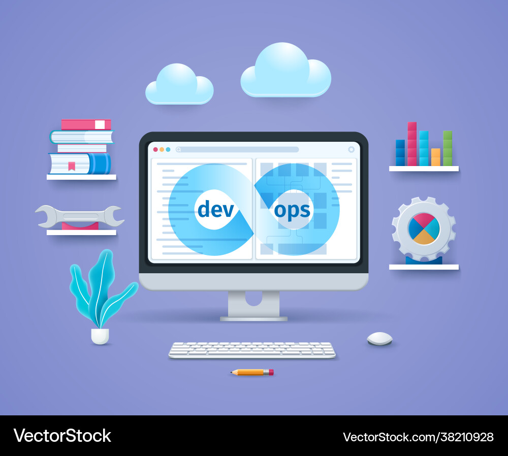 Enterprise devops in 3d style Enterprise devops in 3d style vector image