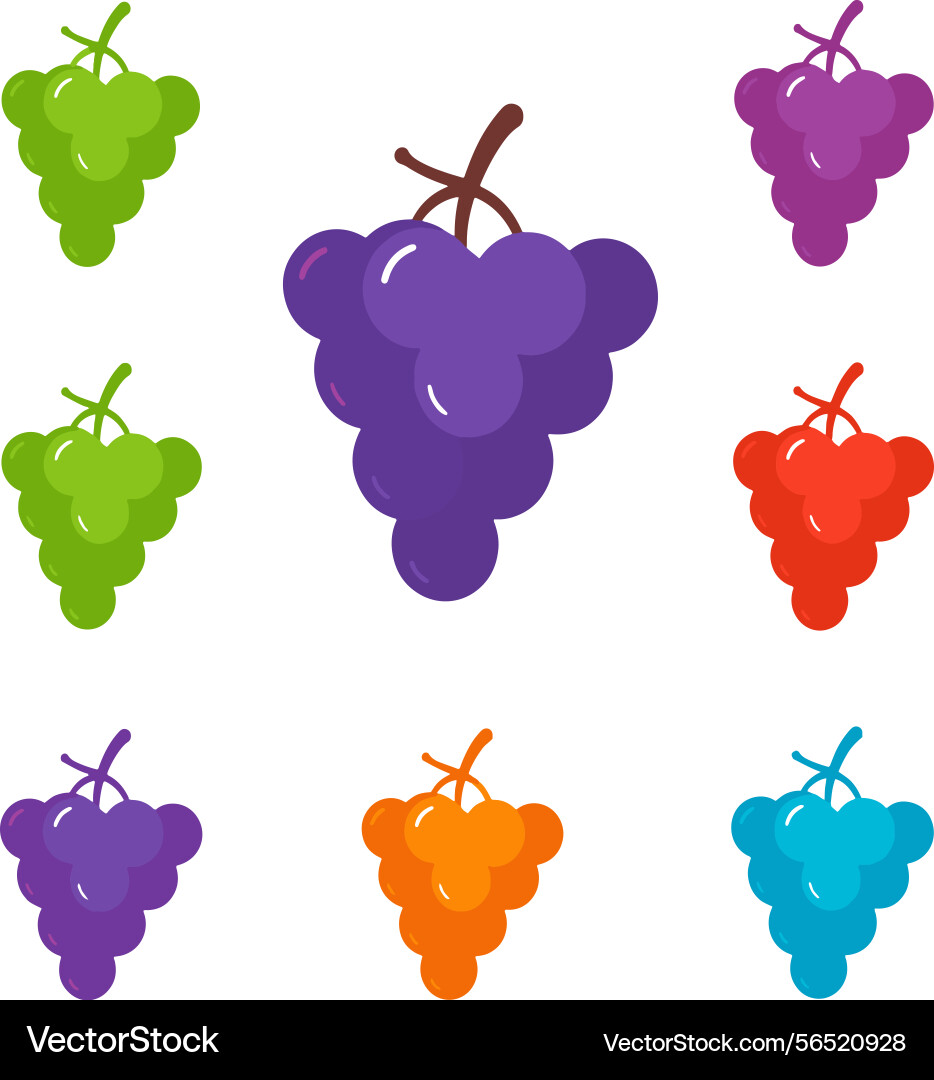 Flat style grape cluster icons for creative Vector Image