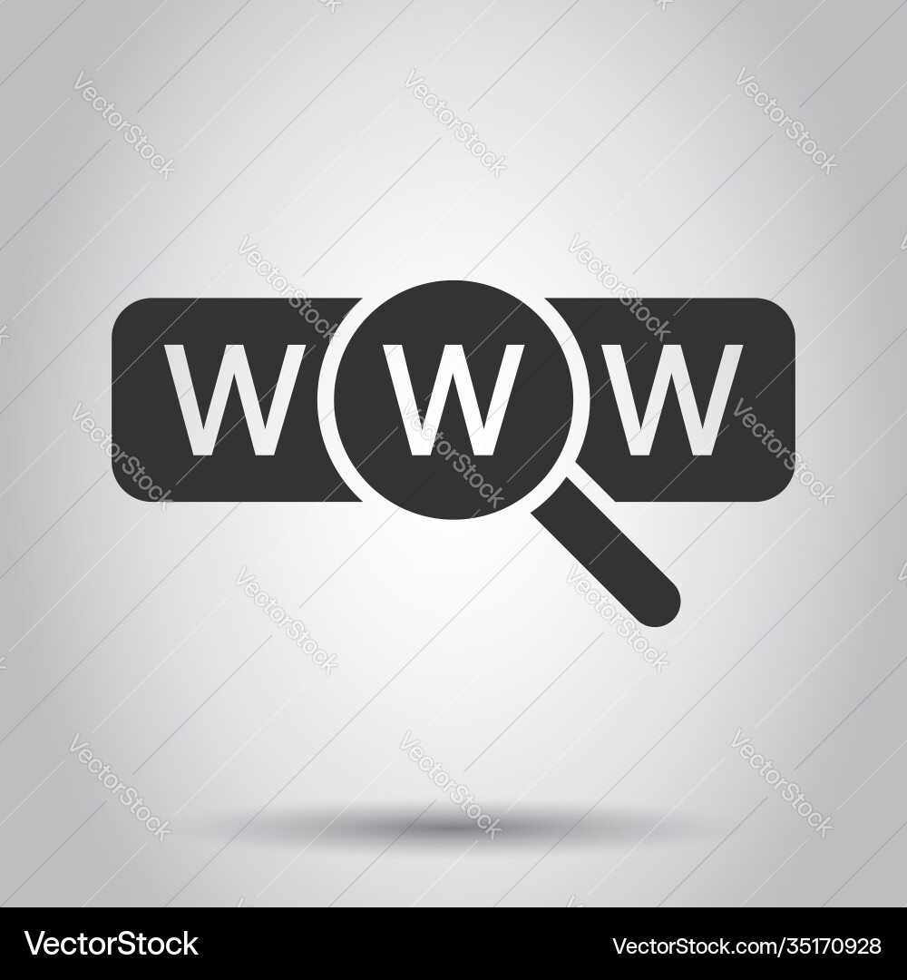 Global search icon in flat style website address Global search icon in flat style website address vector image