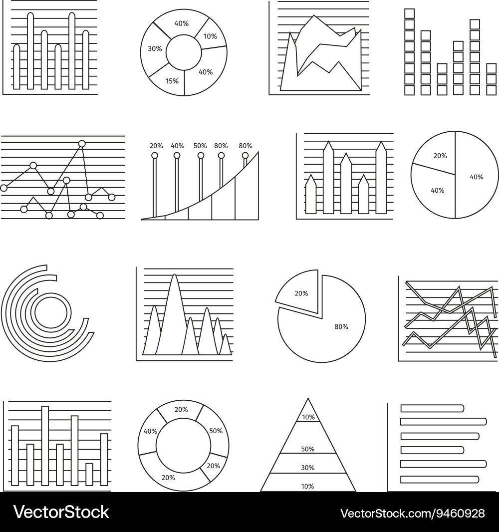 Graphs line icon set vector image