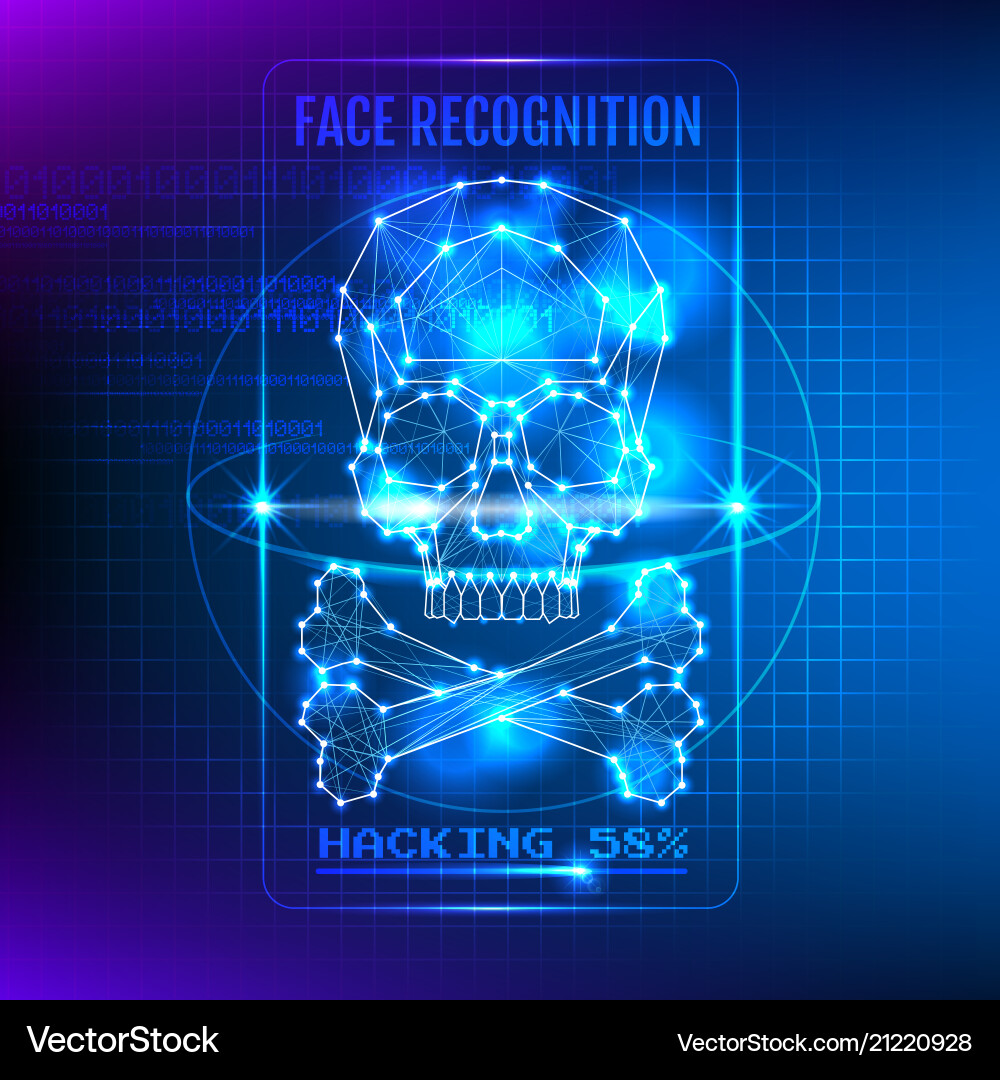 Hacking face recognition system Hacking face recognition system vector image