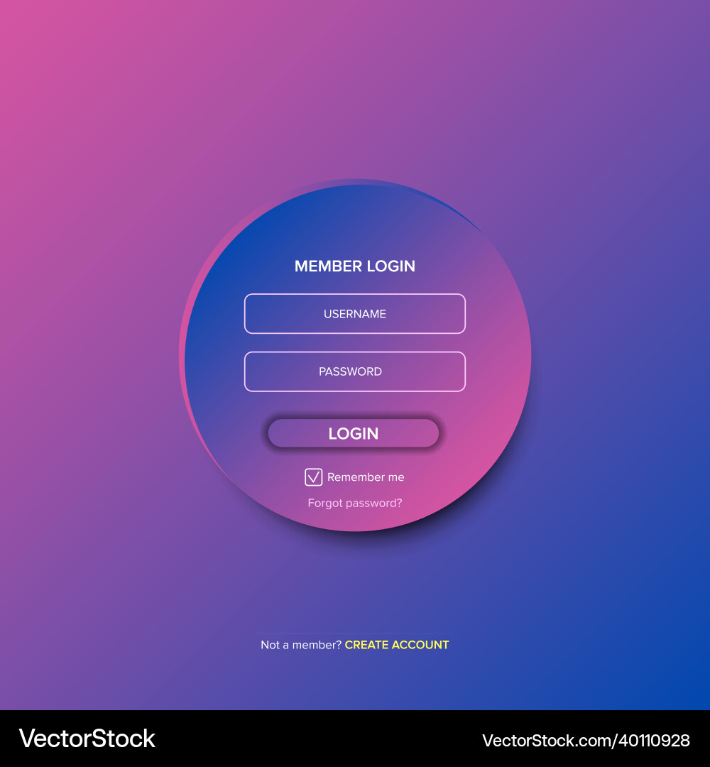 Login form web page design template or mock up vector image