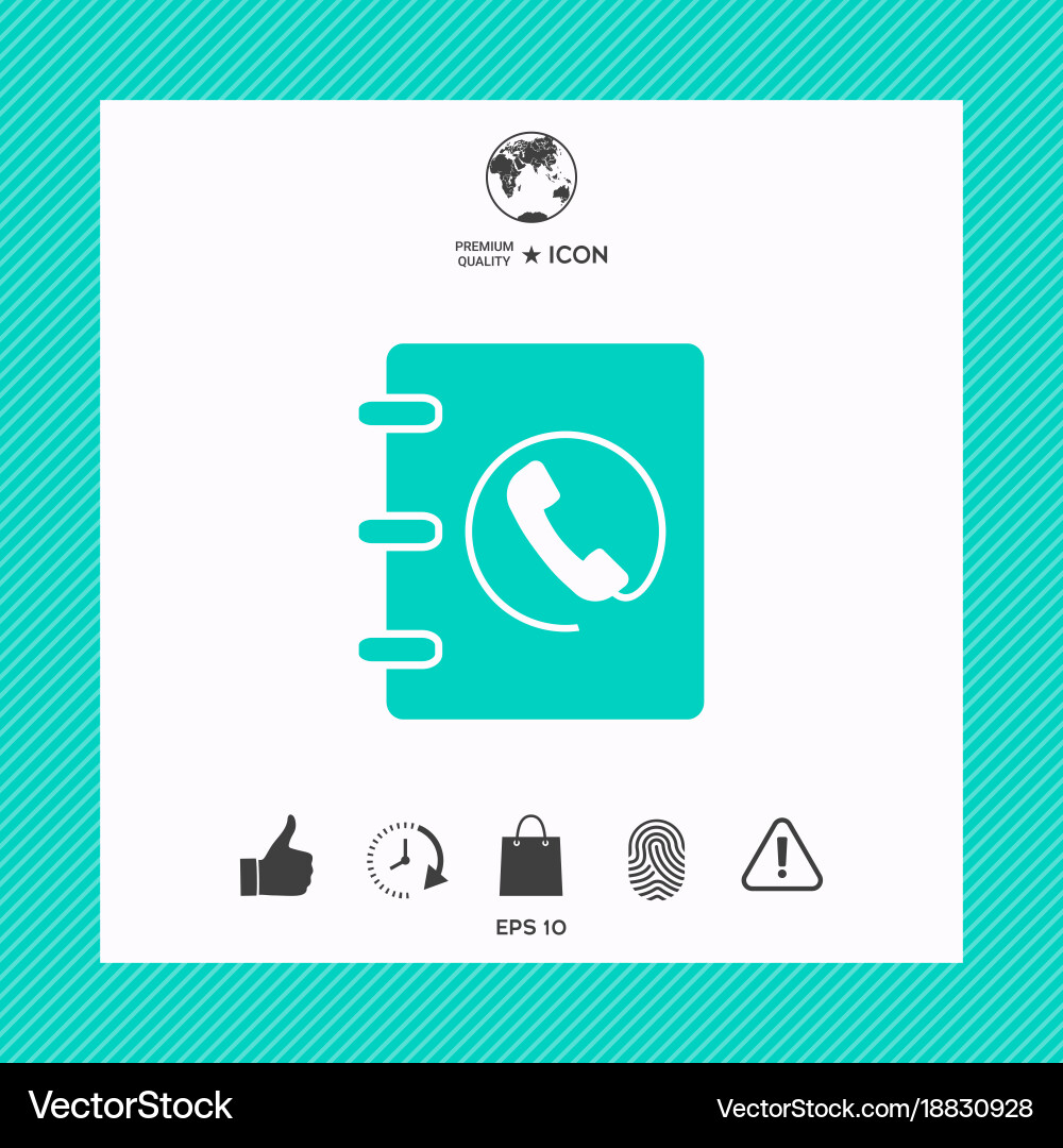 Notebook address phone book icon with handset vector image