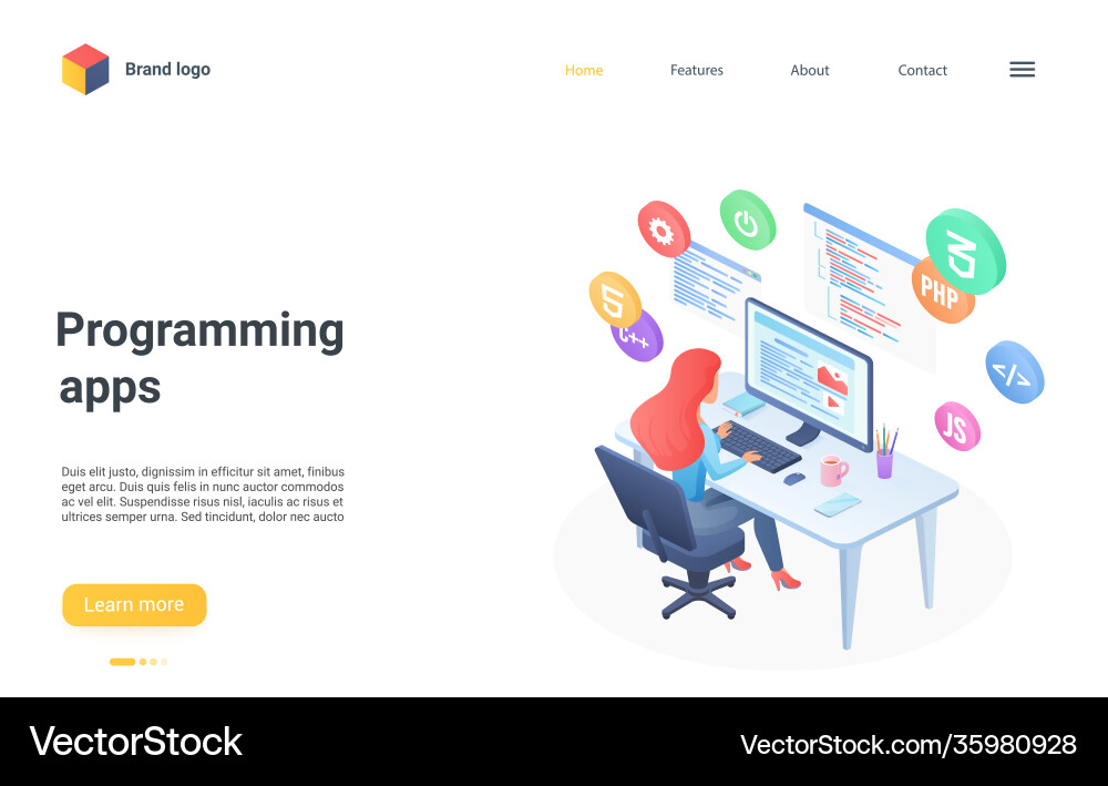 Programming App Development Isometric vector image