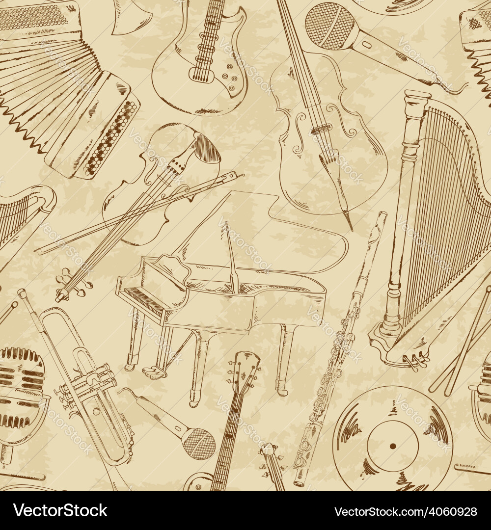 Retro Musical Instrument Pattern vector image