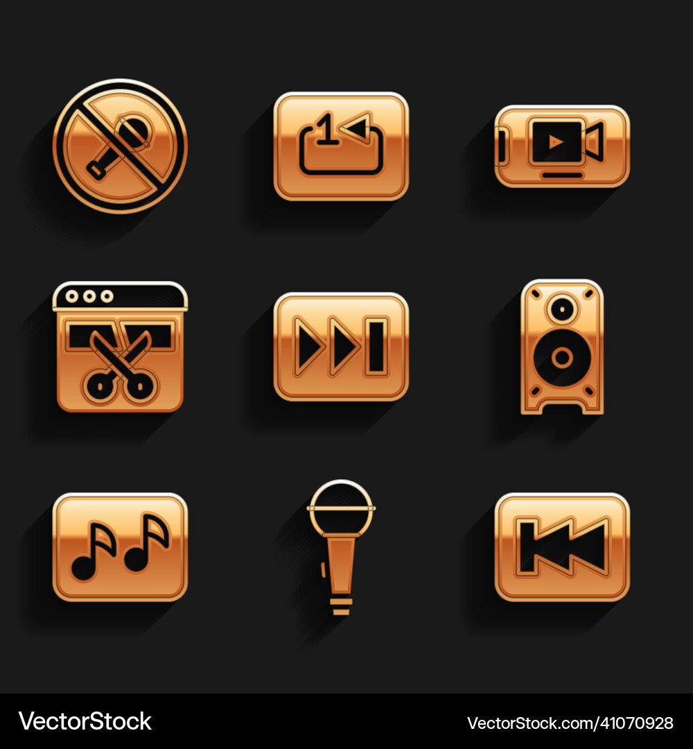 Set fast forward microphone rewind button Set fast forward microphone rewind button vector image