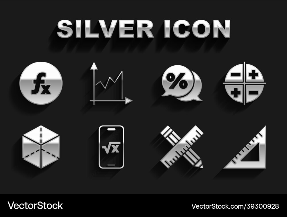 Set square root of x glyph triangular ruler Set square root of x glyph triangular ruler vector image