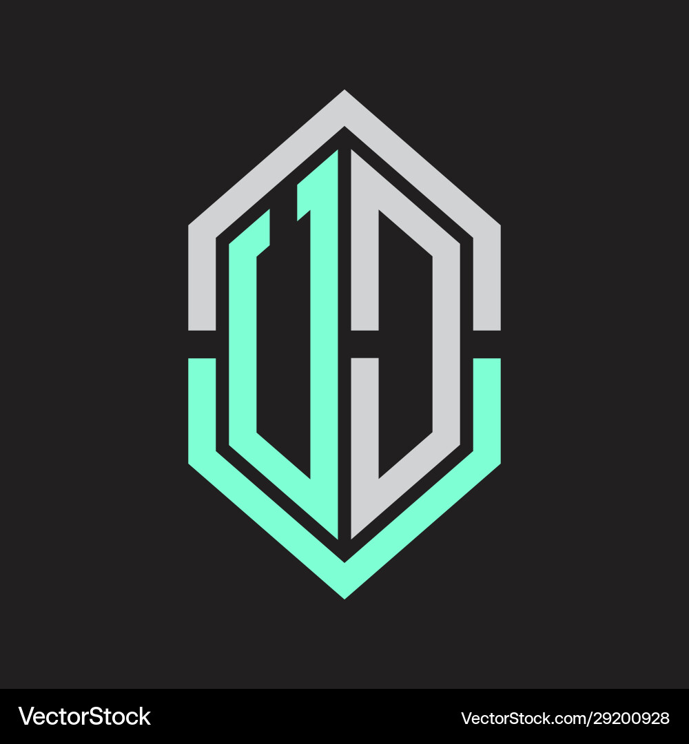 Ud logo monogram with hexagon shape and outline Vector Image