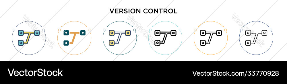 Version control icon in filled thin line outline vector image