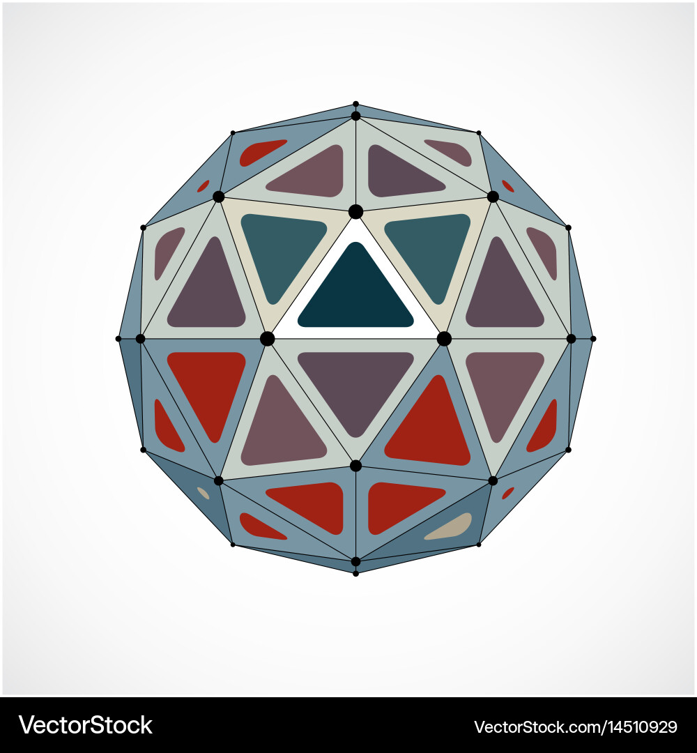 3d low poly spherical object with black connected Vector Image