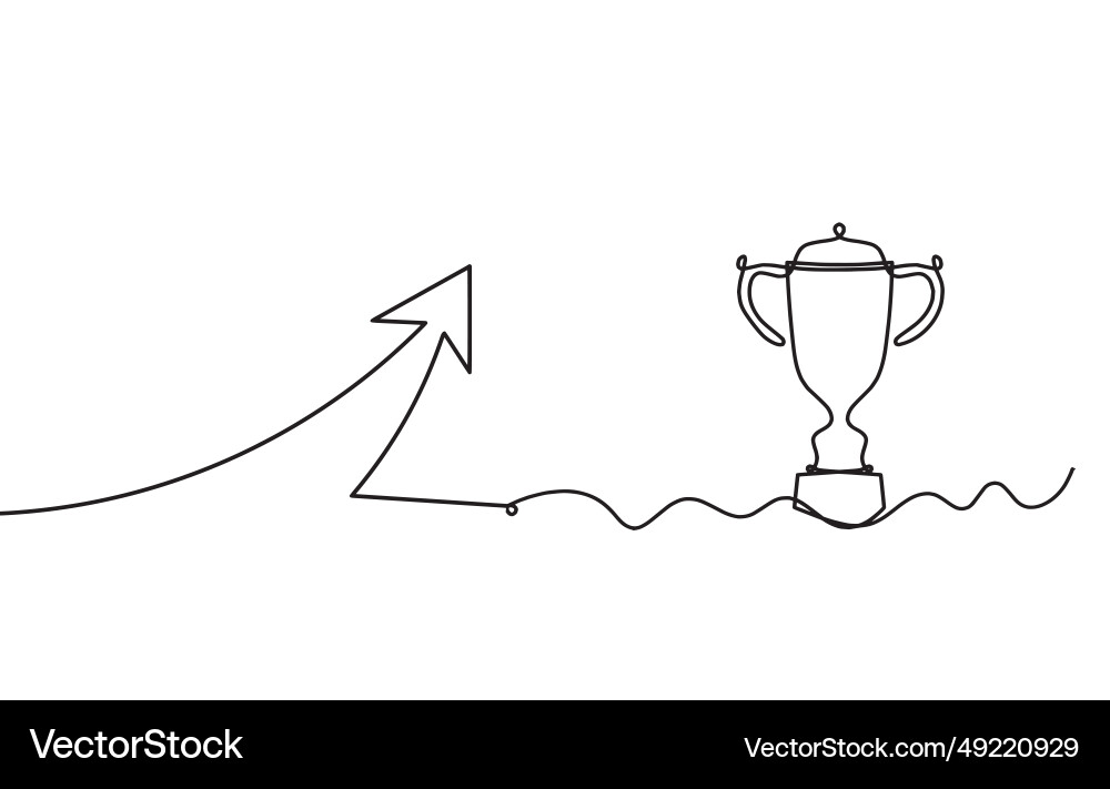 Abstract continuous lines arrows with trophy vector image
