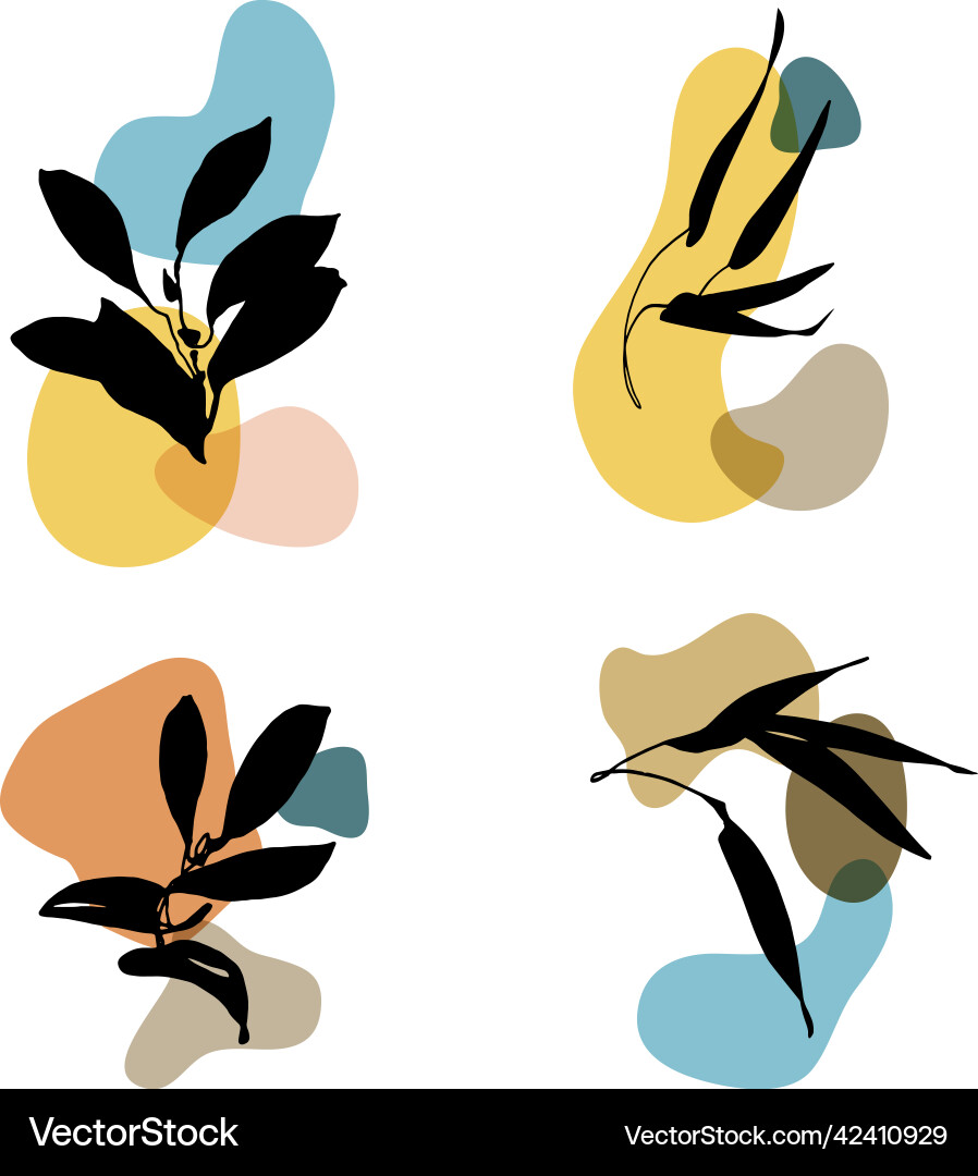 Abstract minimal leaves outlines trendy modern Abstract minimal leaves outlines trendy modern vector image
