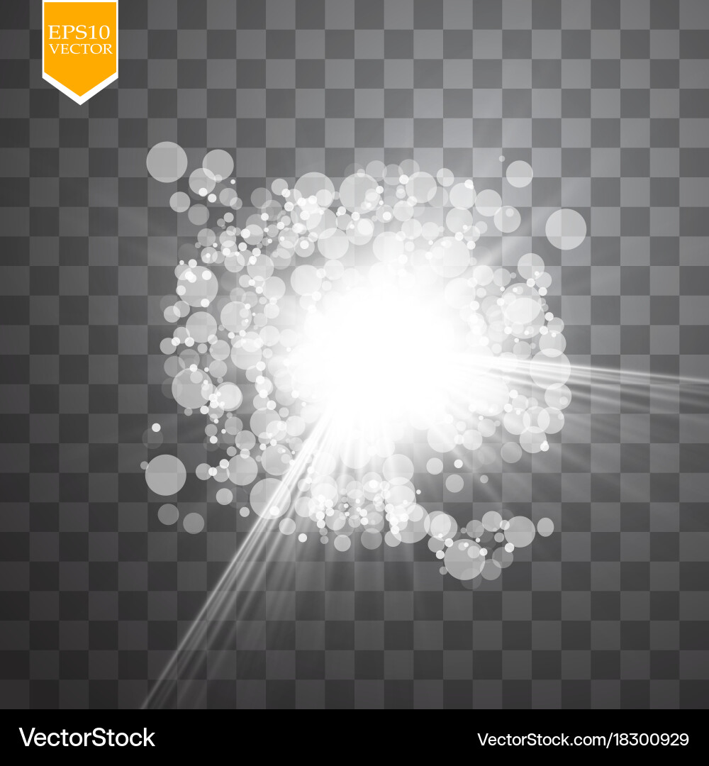 Abstract white bokeh effect explosion with sparks vector image