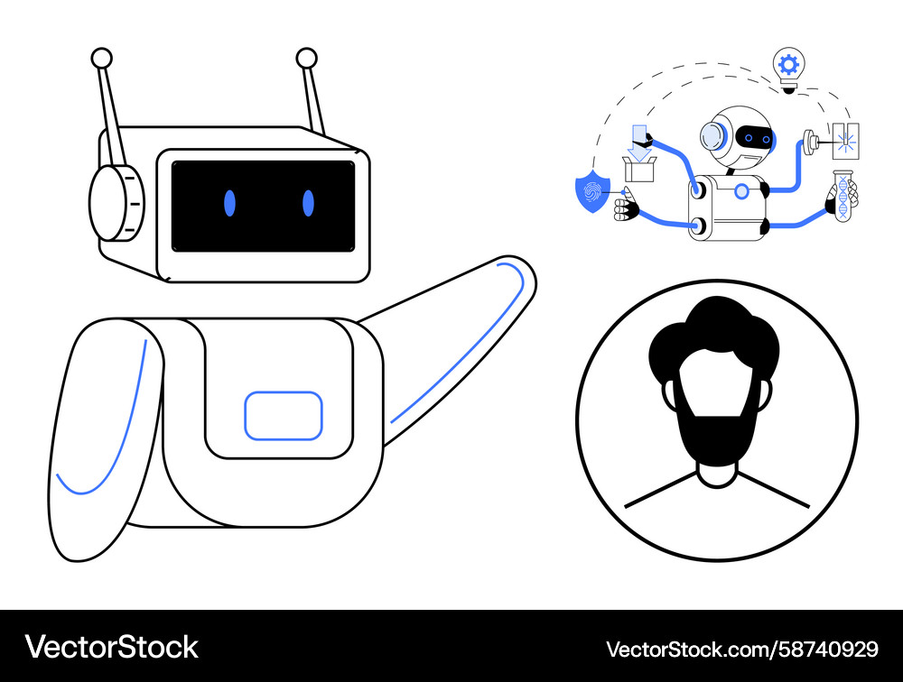 Ai robot interacting with user profile Vector Image