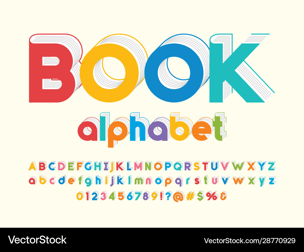 Book Font Alphabet Set Vector Image