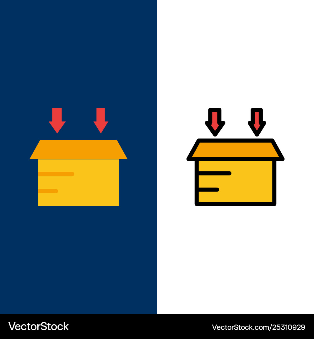 Box logistic open icons flat and line filled icon Box logistic open icons flat and line filled icon vector image