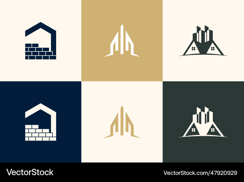 Building logo design collection with unique Building logo design collection with unique Vector Image