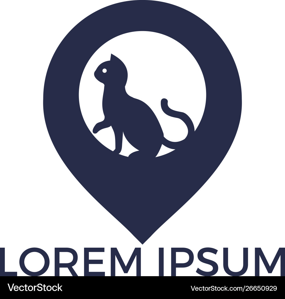 Cat and map pointer logo design vector image