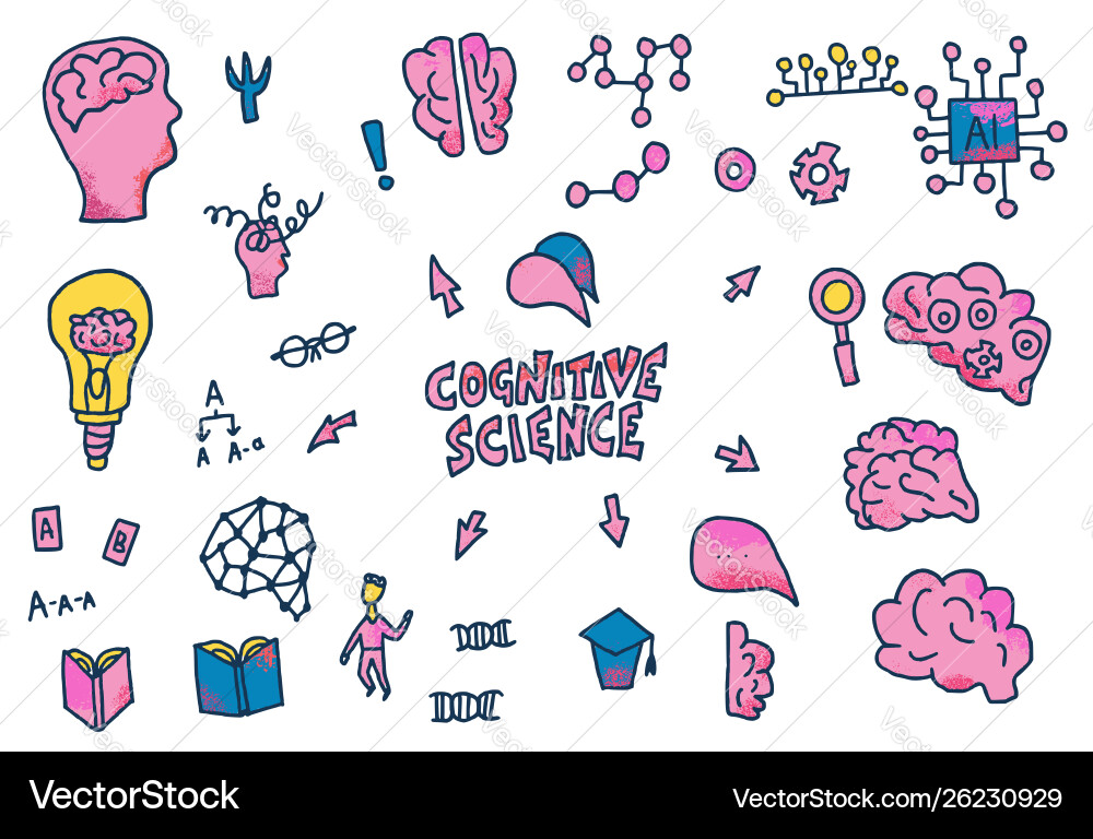 Cognitive science concept set elements vector image