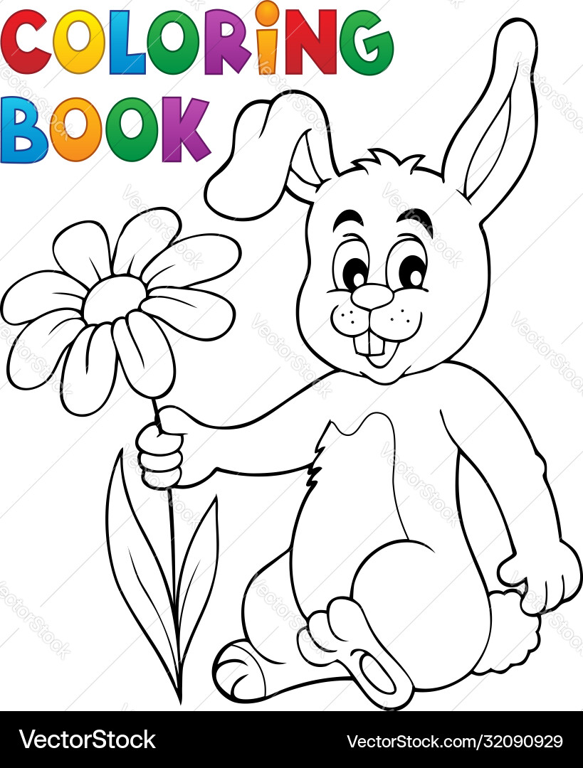 Cute Easter Bunny with Flower Royalty Free Vector Image