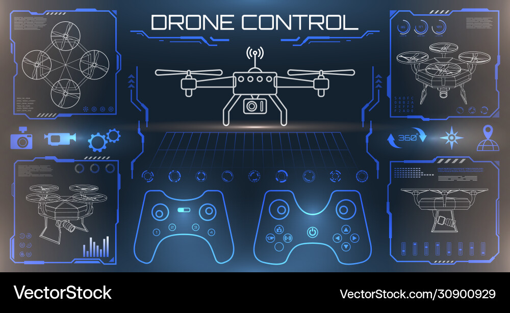 Drone HUD Interface UI vector image