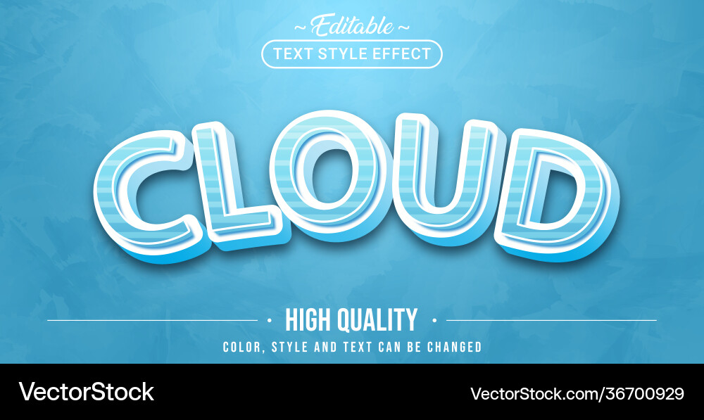 Editable text style effect - blue cloud Editable text style effect - blue cloud Vector Image