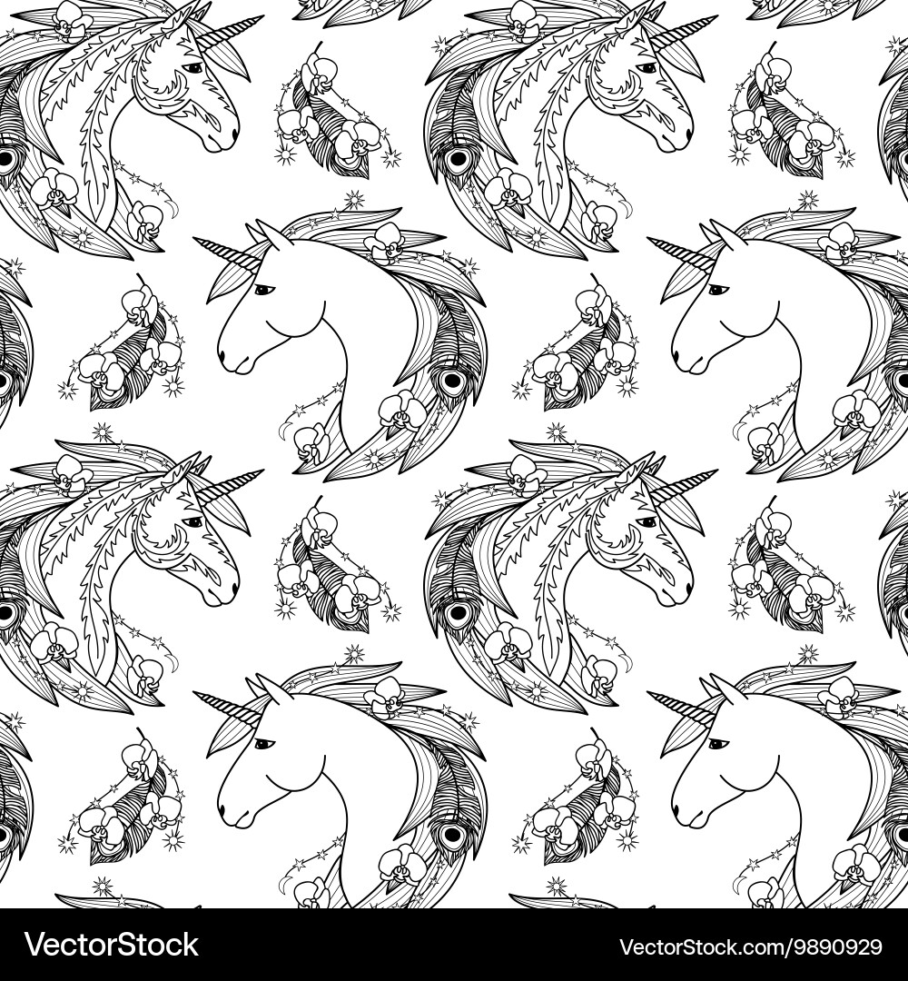 Elegant Unicorn Seamless Pattern Vector Image