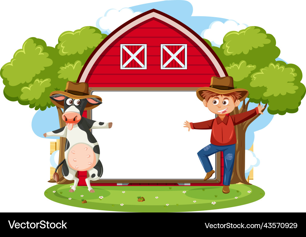 Empty board template with cartoon character Empty board template with cartoon character vector image