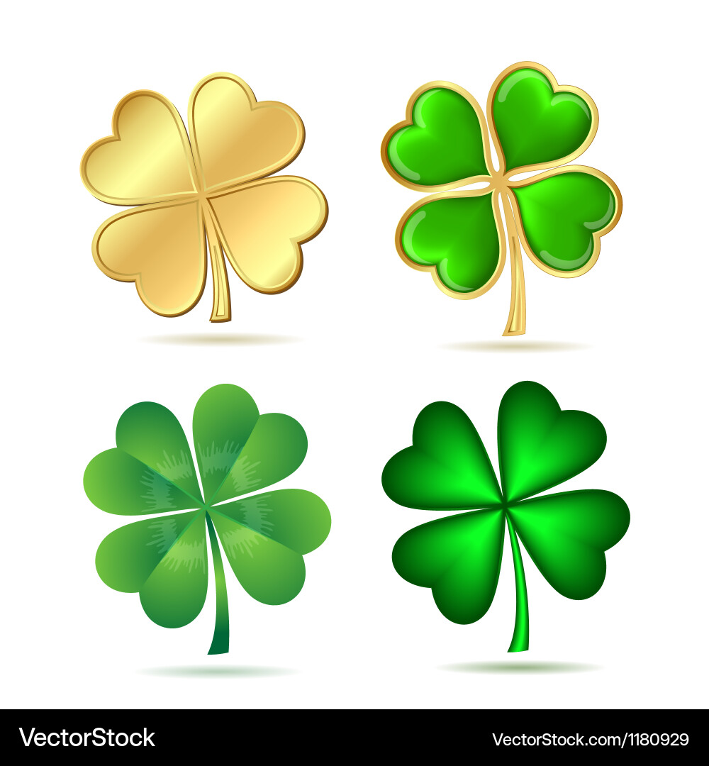 Four-Leaf Clovers - Isolated Vector Image