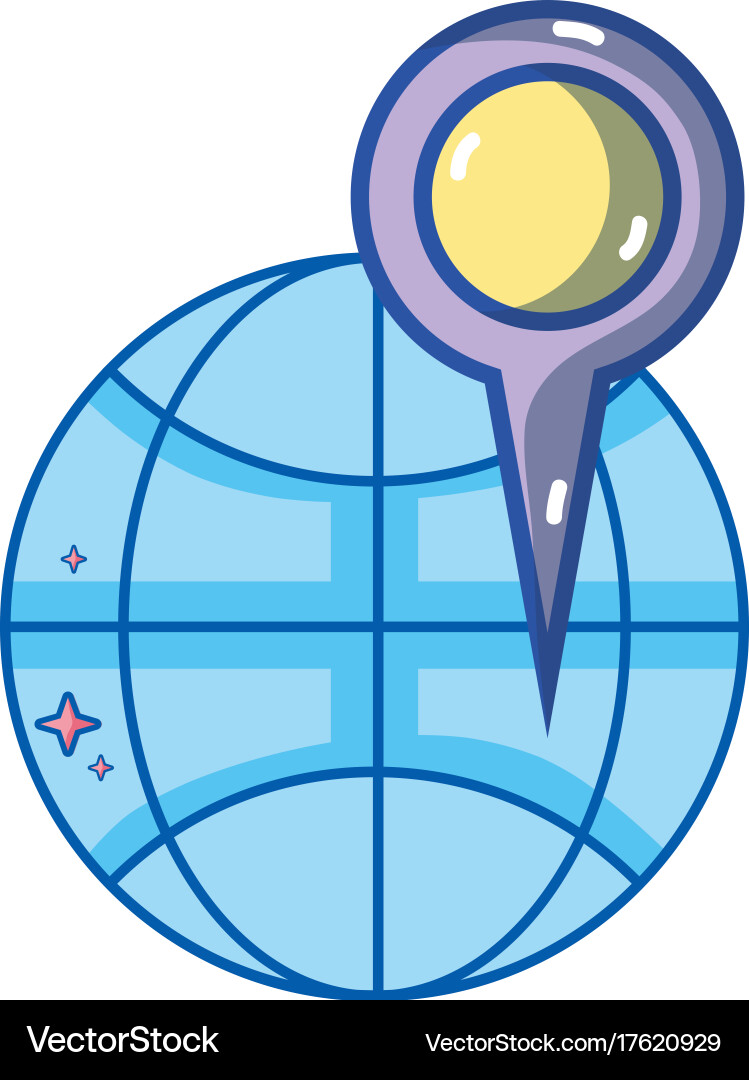 Global map with magnifying glass location symbol Vector Image