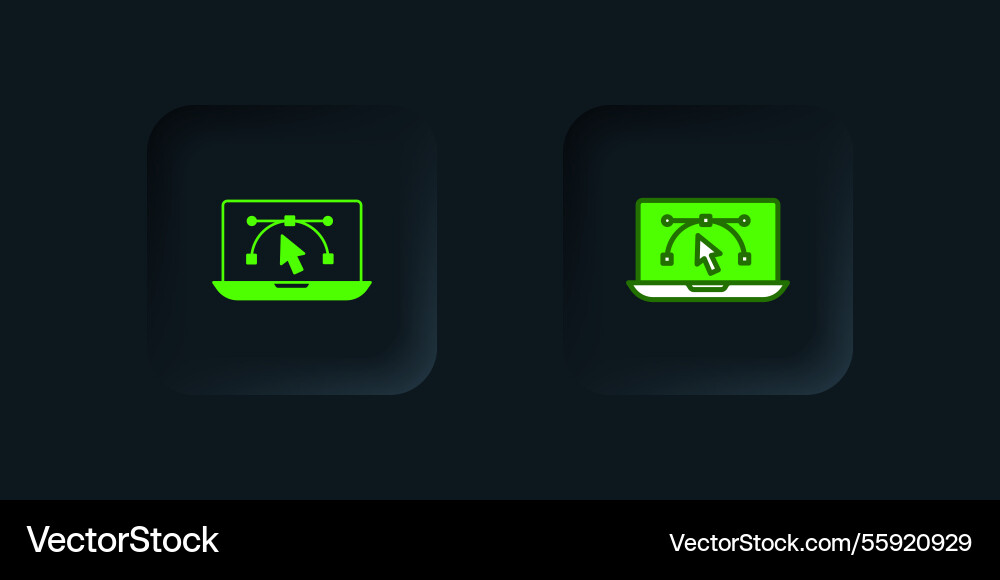 Green computer display with design program icon Green computer display with design program icon vector image