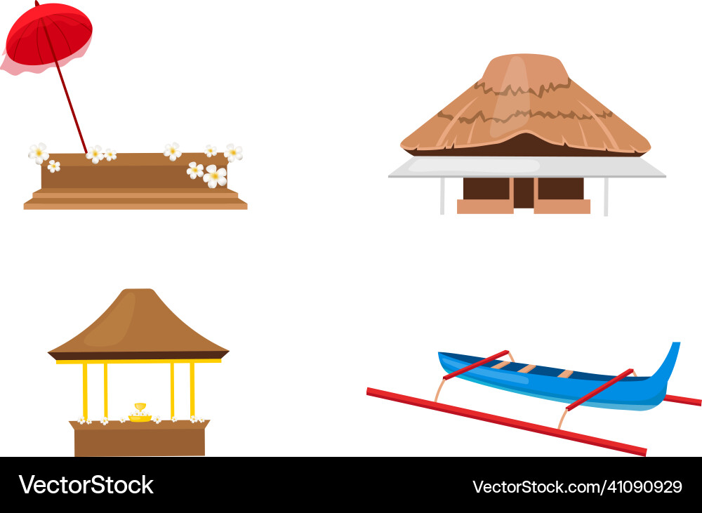 Indonesian festivals flat color objects set Indonesian festivals flat color objects set vector image