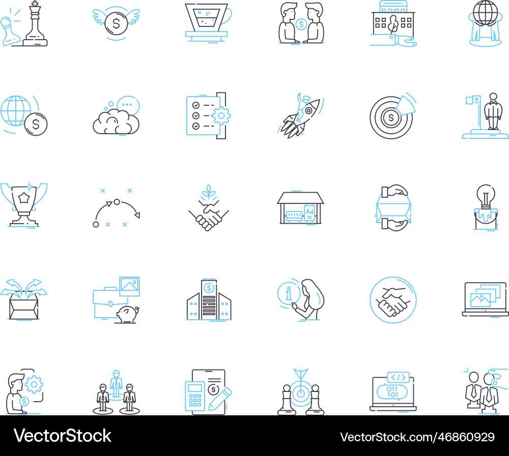 Integration linear icons set synergy unification Integration linear icons set synergy unification vector image