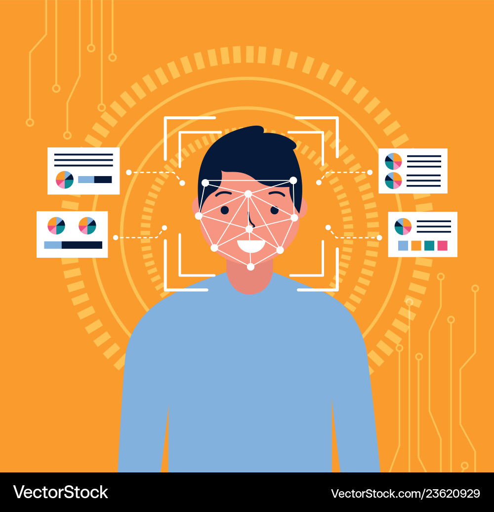 Man face scan biometric digital technology Man face scan biometric digital technology vector image