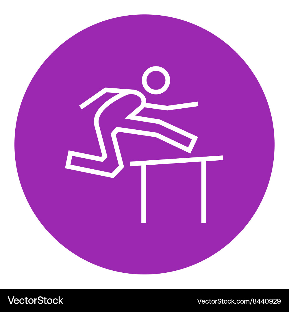 Man running over barrier line icon Vector Image