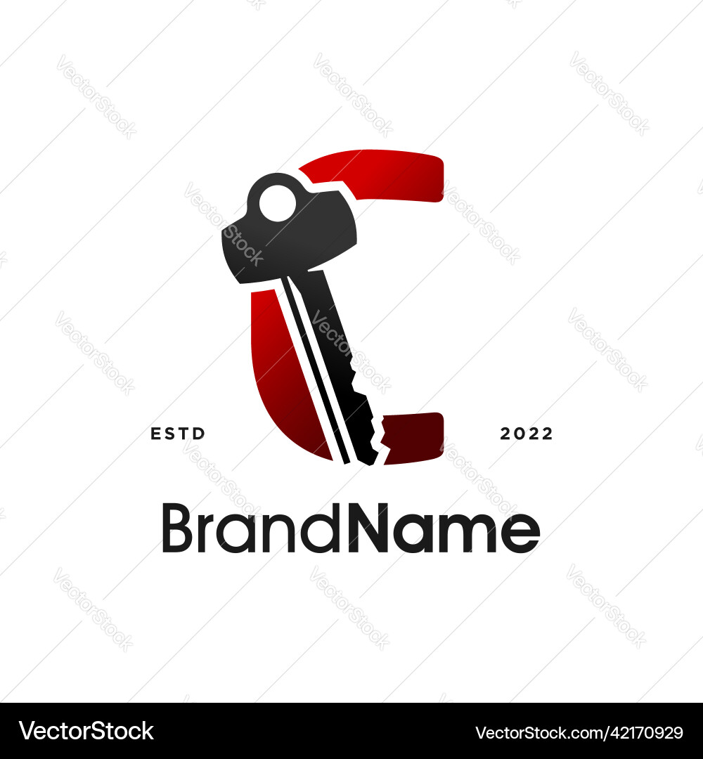 Modern initial c key Modern initial c key Vector Image
