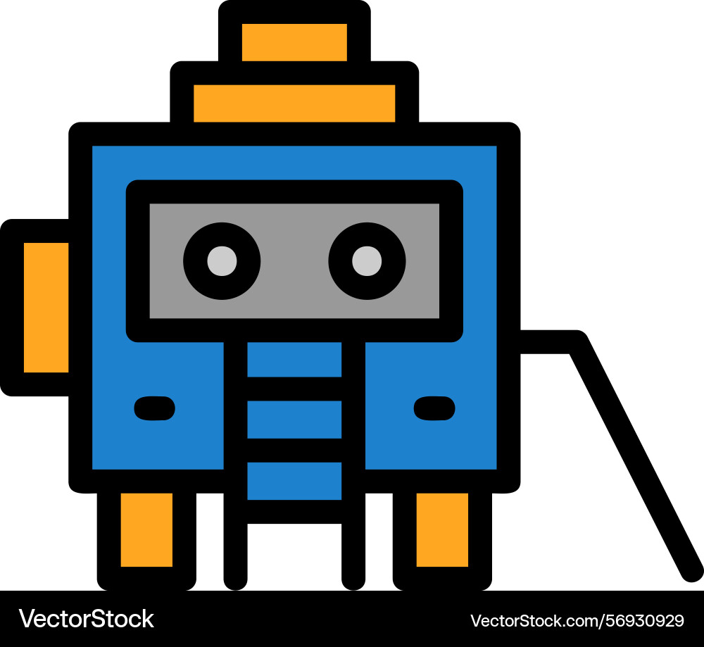 Robot line filled style icon design vector image