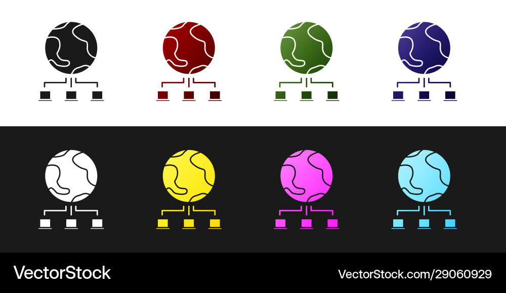Set computer network icon isolated on black Set computer network icon isolated on black vector image