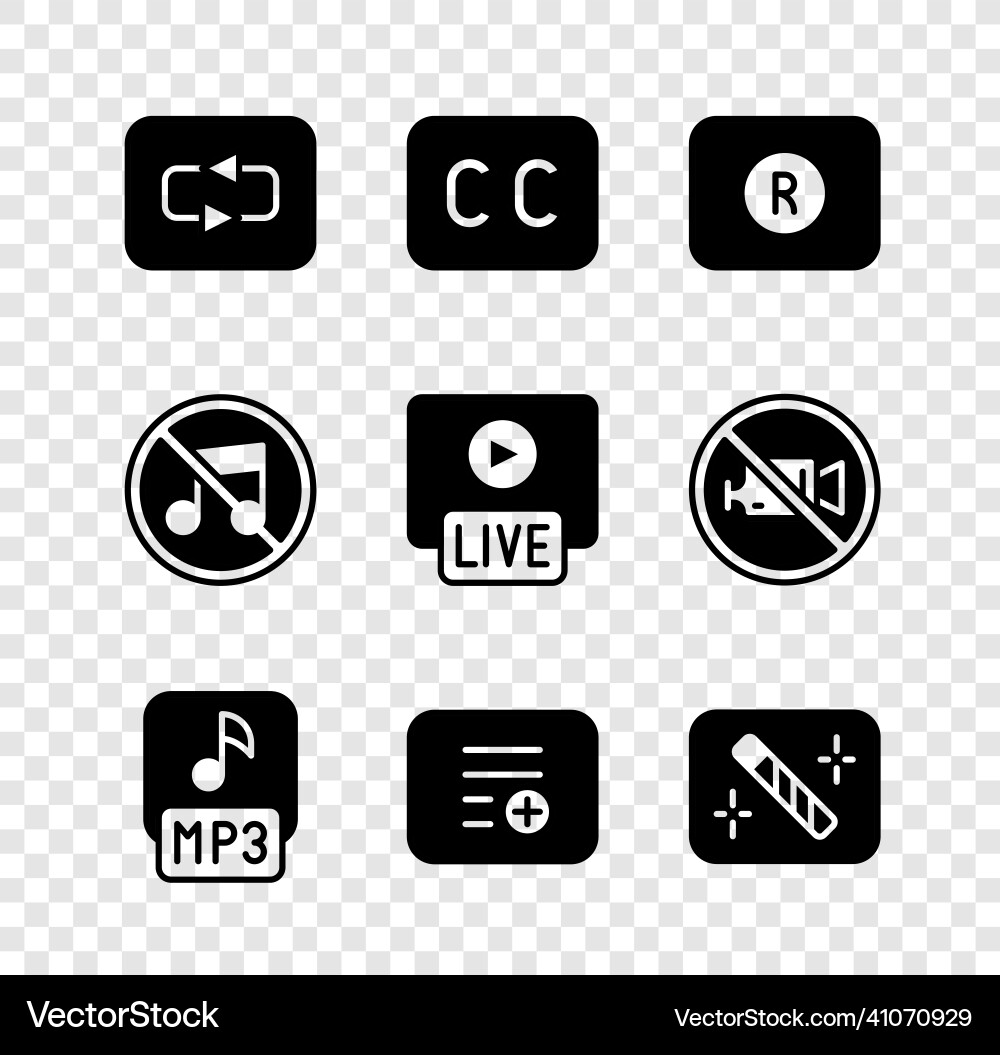Set repeat button subtitles record mp3 file Set repeat button subtitles record mp3 file vector image