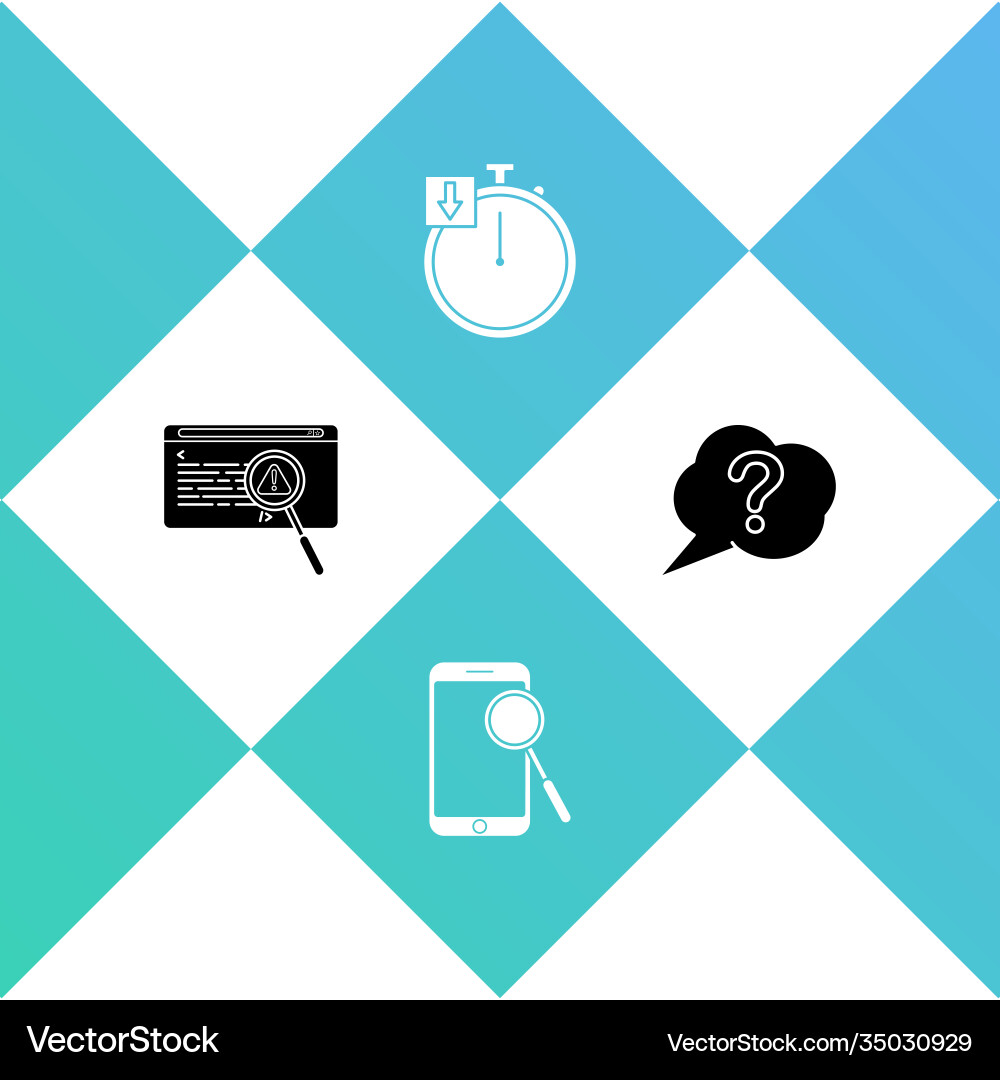 Set system bug concept mobile phone diagnostics Set system bug concept mobile phone diagnostics vector image