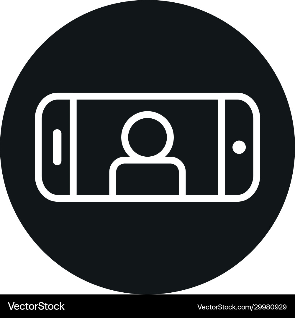 Smartphone with avatar on screen device line block Vector Image
