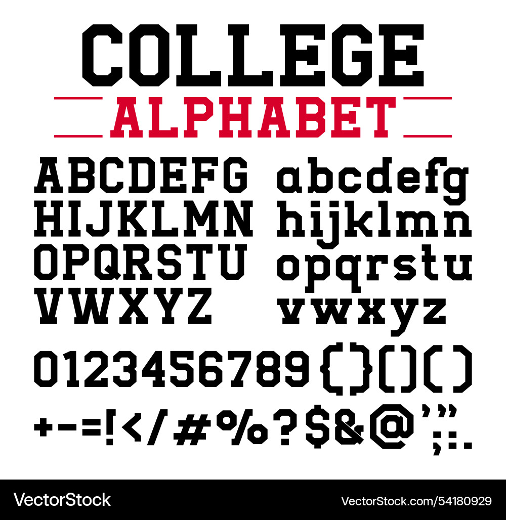 Sport college alphabet fonts silhouette Sport college alphabet fonts silhouette vector image