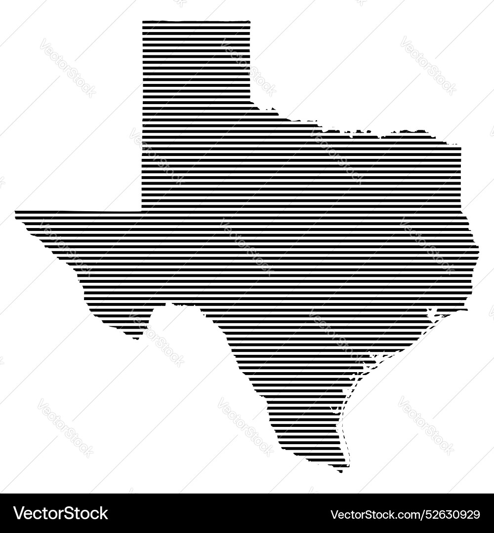 Texas state map with lined pattern Vector Image