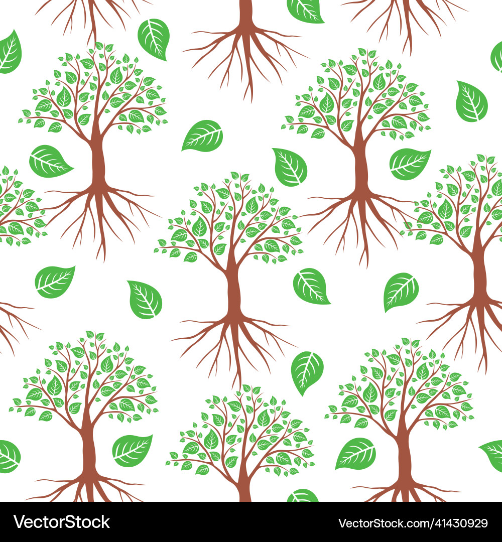 Trees with leaves pattern seamless Vector Image