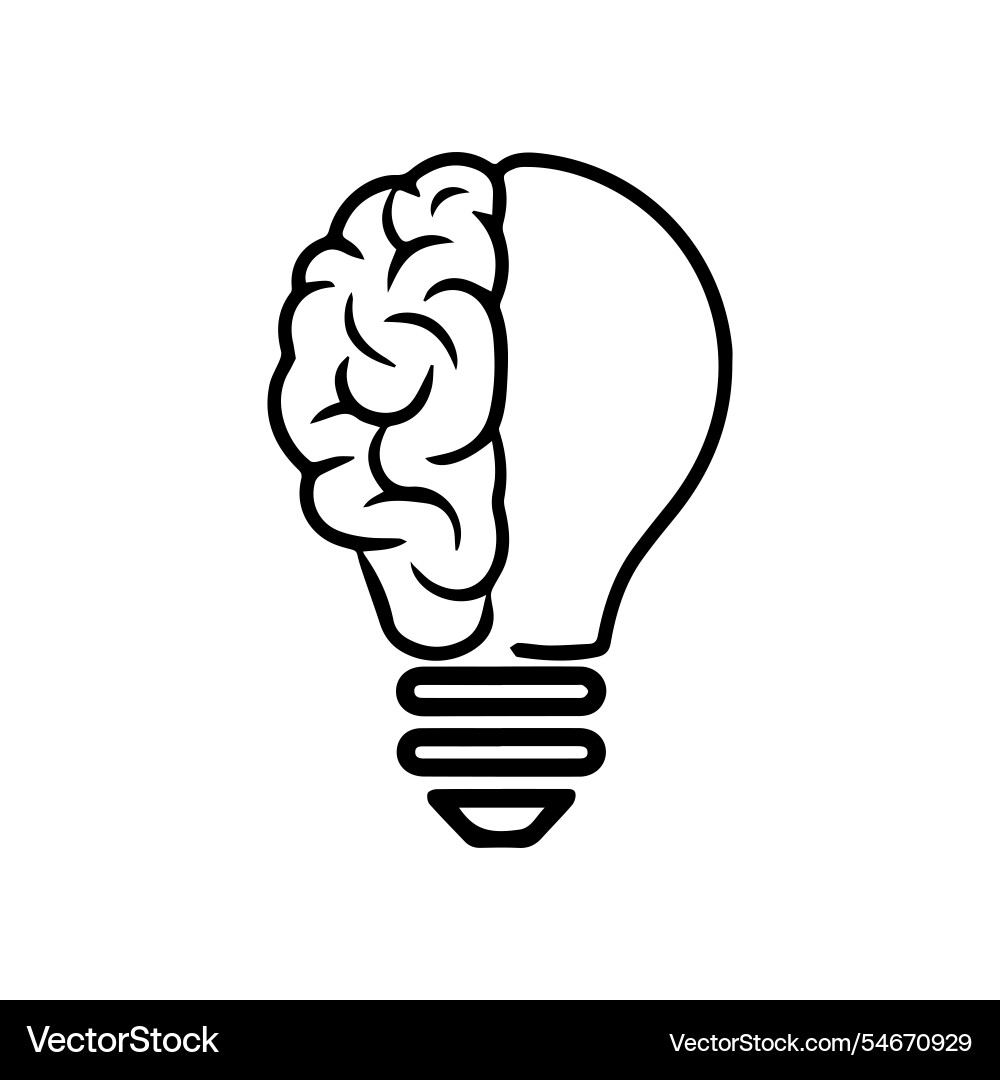 Unique simple of a brain inside lightbulb Vector Image