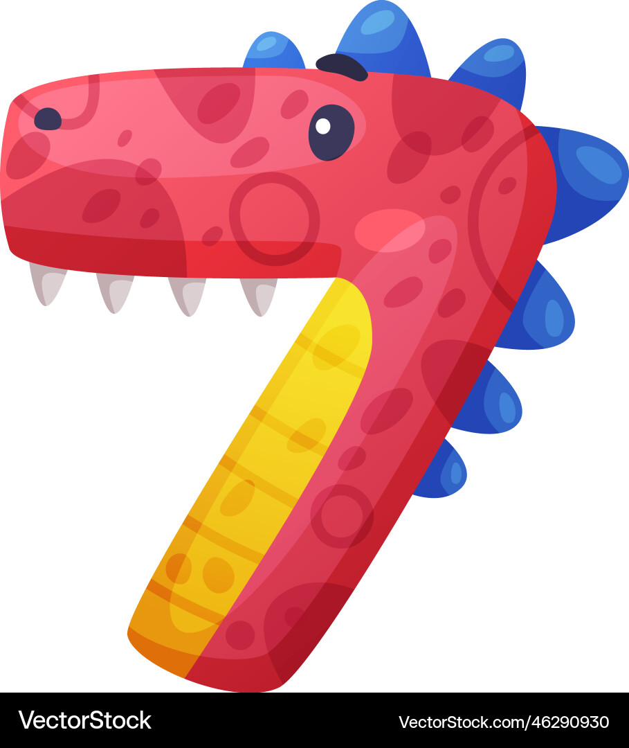 7 dino font number seven effect numeral 7 dino font number seven effect numeral vector image