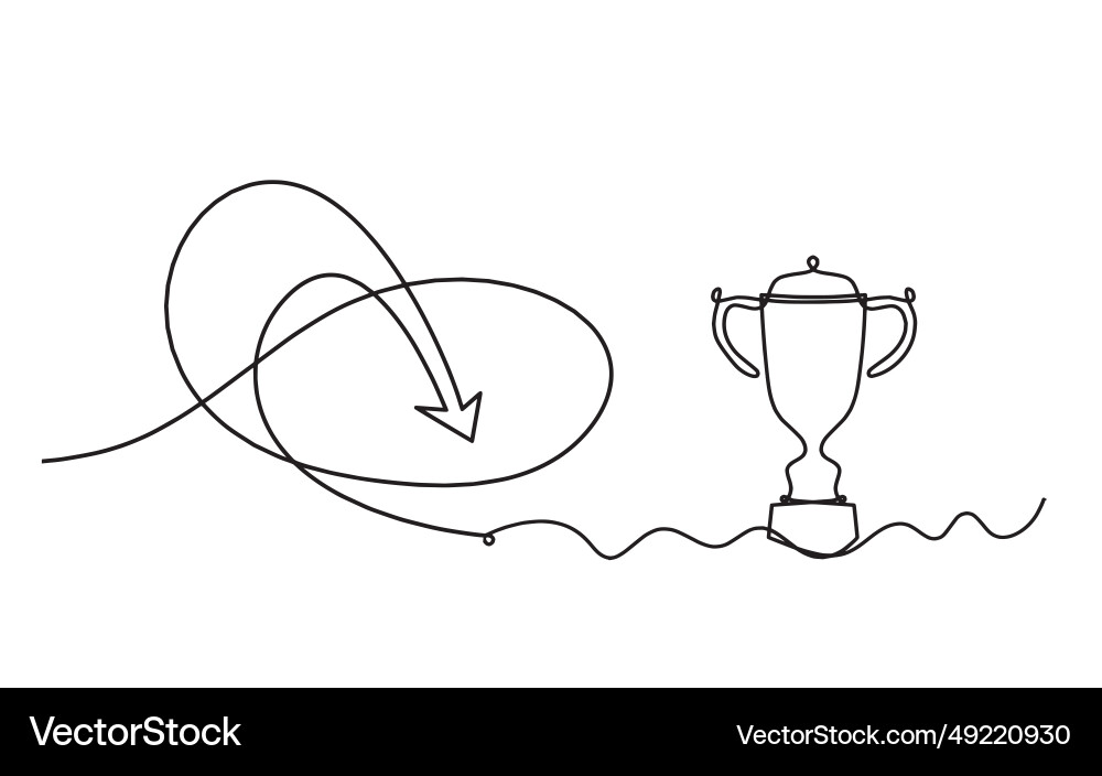 Abstract continuous lines arrows with trophy vector image