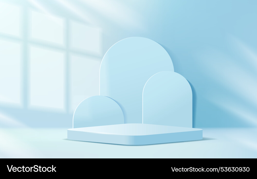 Blue podium mockup background with pedestal Vector Image