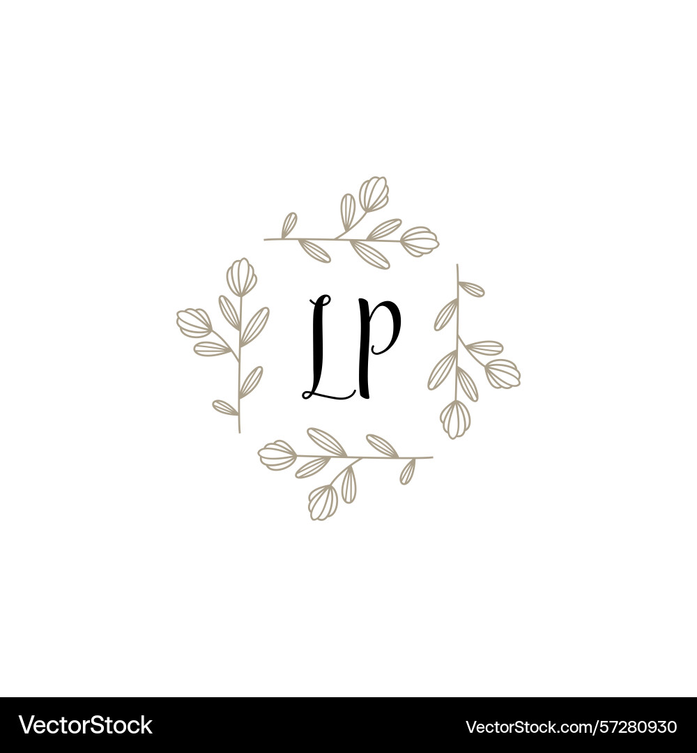 Botanical monogram logos with initial lp Vector Image