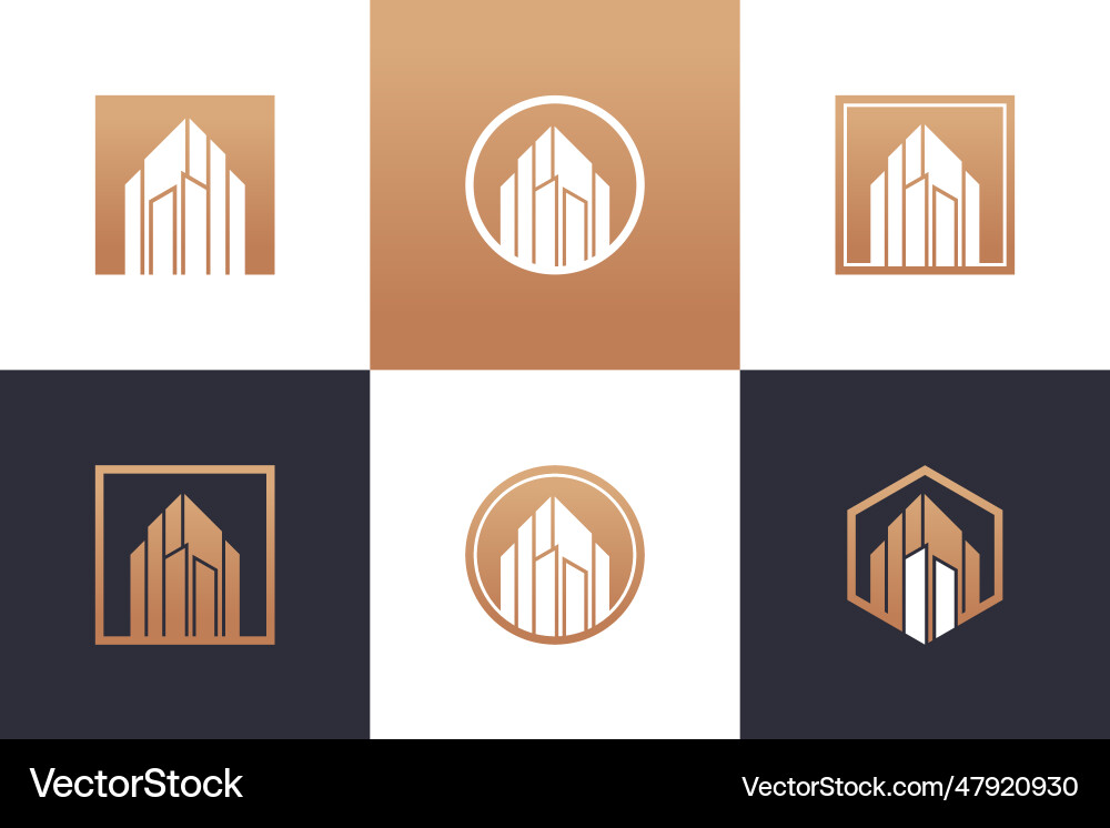 Building logo design collection with unique Building logo design collection with unique Vector Image